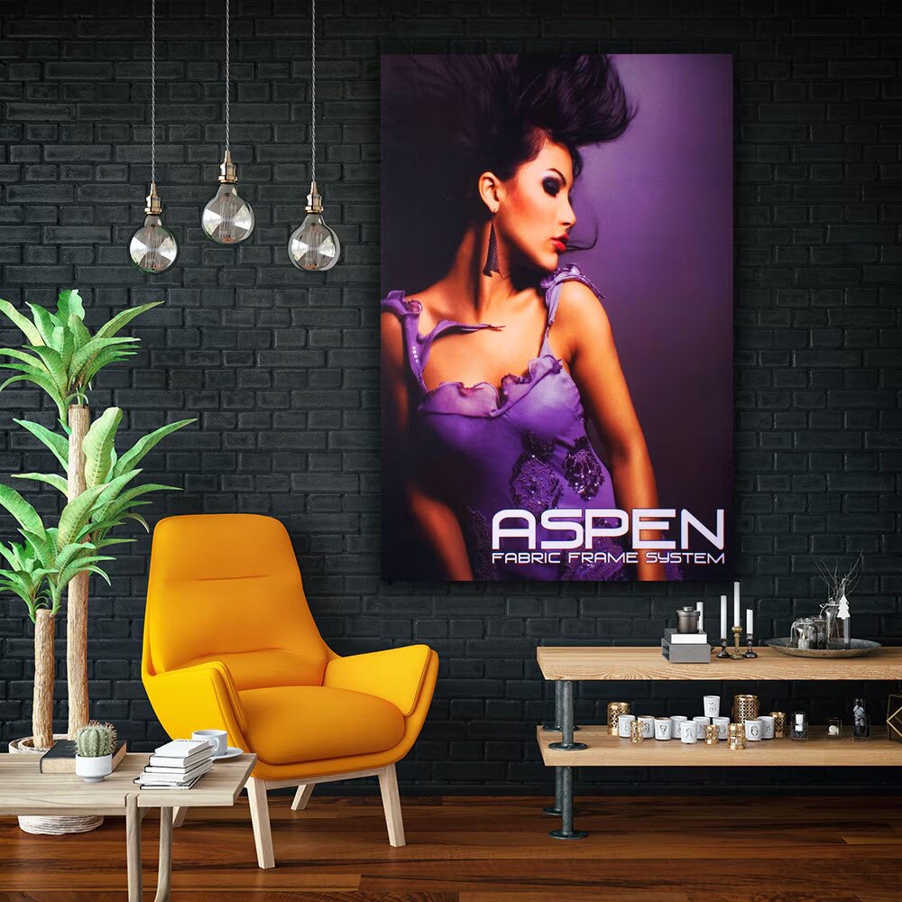 Aspen Fabric Black Frame with Wall Mount — Graphic Package